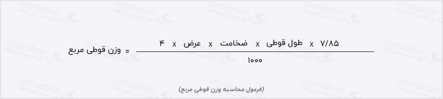 فرمول محاسبه قوطی مربع