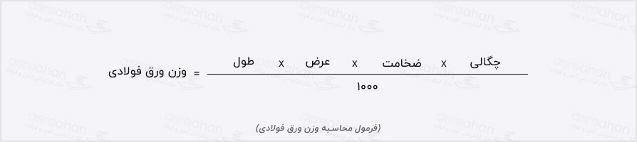 فرمول محاسبه وزن ورق